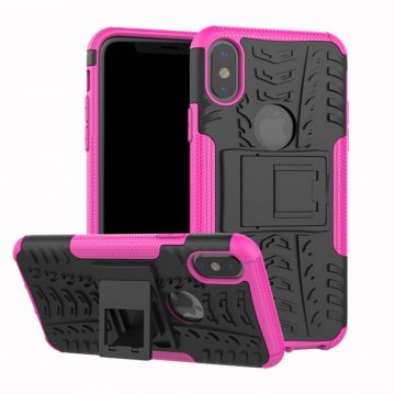 Hybrid Rugged iPhone XS/X Kickstand Shockproof Case Rose