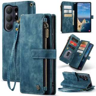 CaseMe Samsung Galaxy S26 Ultra Wallet Kickstand Case with Wrist Strap Blue