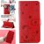 iPhone 7 Plus/8 Plus Embossed Cat Bee Wallet Stand Case Red
