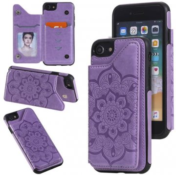 iPhone 7/8/SE 2020 Embossed Wallet Magnetic Stand Case Purple
