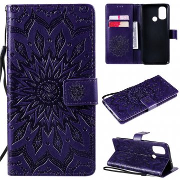 OnePlus Nord N100 Embossed Sunflower Wallet Magnetic Stand Case Purple