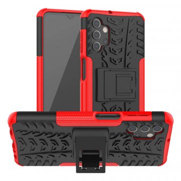 Samsung Galaxy A32 5G Hybrid Rugged PC + TPU Kickstand Case Red