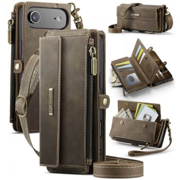CaseMe iPhone Air Crossbody Wallet Case with RFID Blocking & Wireless Charging Coffee