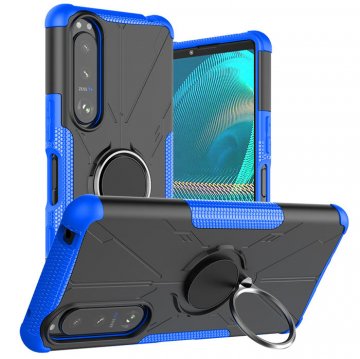 Sony Xperia 5 III Hybrid Rugged Ring Kickstand Case Blue