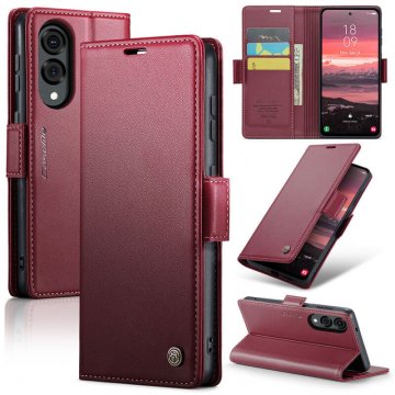 CaseMe Samsung Galaxy S25 Edge Wallet RFID Blocking Magnetic Buckle Case Red