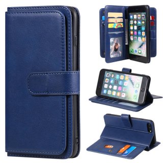 iPhone 7 Plus/8 Plus Multi-function 10 Card Slots Wallet Case Dark Blue