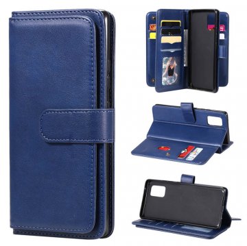 Samsung Galaxy A71 5G Multi-function 10 Card Slots Wallet Case Dark Blue