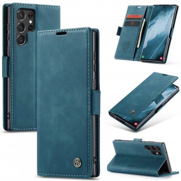 CaseMe Samsung Galaxy S22 Ultra Wallet Magnetic Case Blue