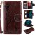 iPhone 12 Pro Max Embossed Girl Cat 9 Card Slots Wallet Stand Case Brown