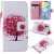 iPhone 12 Embossed Colored Red Tree Wallet Magnetic Stand Case