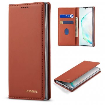 LC.IMEEKE Samsung Galaxy Note 10 Wallet Magnetic Stand Case Brown