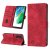 Skin-friendly Samsung Galaxy S21 FE Wallet Stand Case with Wrist Strap Red