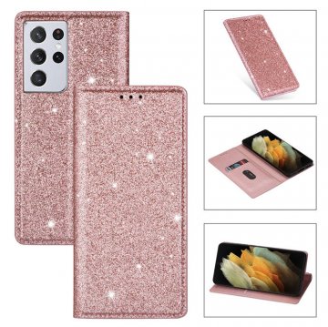Samsung Galaxy S21/S21 Plus/S21 Ultra Wallet Glitter Leather Case Rose Gold