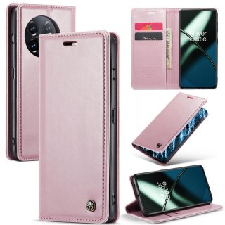 CaseMe OnePlus 11 Wallet Kickstand Magnetic Flip Case Pink