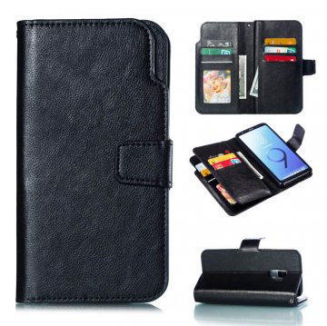 Samsung Galaxy S9 Wallet 9 Card Slots Stand Leather Case Black