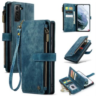 CaseMe Samsung Galaxy S21 Wallet Kickstand Case Blue
