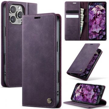 CaseMe iPhone 16 Pro Magnetic Wallet Case with RFID Blocking Purple