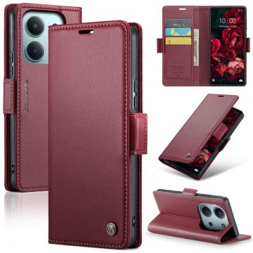 CaseMe Xiaomi Redmi 15C Wallet RFID Blocking Magnetic Buckle Case Red