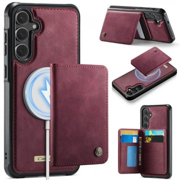 CaseMe Samsung Galaxy S25 FE Detachable Magnetic Wallet Case with RFID Blocking & Wireless Charging - Red