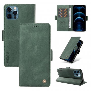 YIKATU iPhone 12/12 Pro Skin-touch Wallet Kickstand Case Green