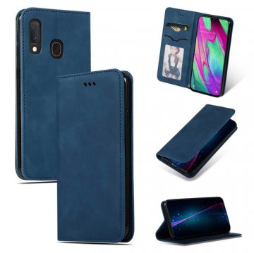 Samsung Galaxy A20e Magnetic Flip Wallet Stand Case Blue