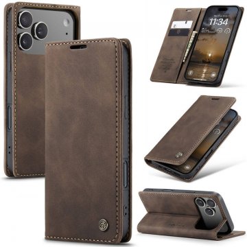 CaseMe iPhone 17 Pro Wallet Magnetic Suede Leather Case Coffee