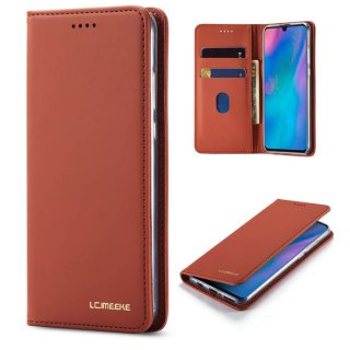 LC.IMEEKE Huawei P30 Lite Wallet Magnetic Kickstand Case Brown