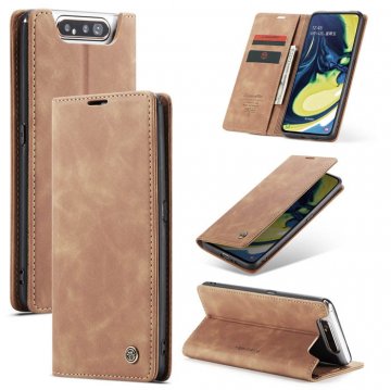 CaseMe Samsung Galaxy A80 Wallet Kickstand Magnetic Case Brown