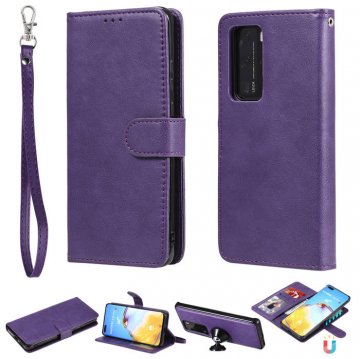 Huawei P40 Pro Wallet Detachable 2 in 1 Stand Case Purple