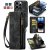 CaseMe iPhone 14 Pro Zipper Wallet Case with Wrist Strap Black