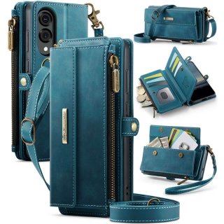 CaseMe Samsung Galaxy S25 Edge Crossbody Wallet Case with RFID Blocking & Wireless Charging Blue