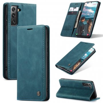 CaseMe Samsung Galaxy S21 FE Wallet Kickstand Magnetic Case Blue