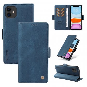 YIKATU iPhone 12 Mini Skin-touch Wallet Kickstand Case Blue