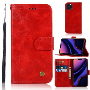 iPhone 11 Pro Max Premium Vintage Wallet Kickstand Case Red