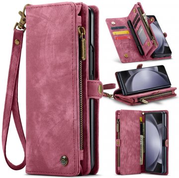 CaseMe Samsung Galaxy Z Fold5 5G Wallet Case with Wrist Strap Red