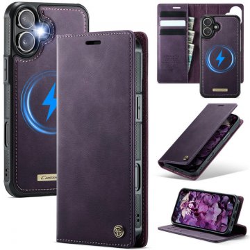CaseMe iPhone 16 Plus 2-in-1 Magnetic Wallet Case – Wireless Charging & RFID Blocking Purple