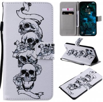 iPhone 12 Pro Max Embossed Skull Head Wallet Magnetic Stand Case
