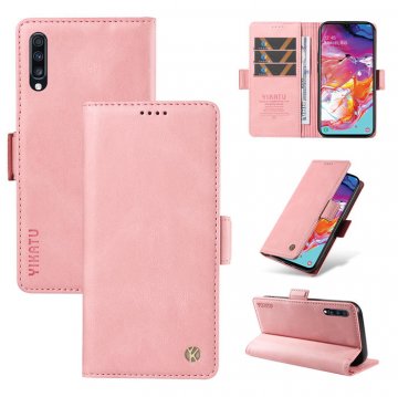 YIKATU Samsung Galaxy A70 Skin-touch Wallet Kickstand Case Pink