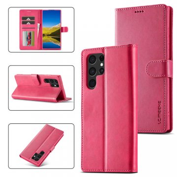 LC.IMEEKE Samsung Galaxy S22 Ultra Wallet Magnetic Stand Case Rose