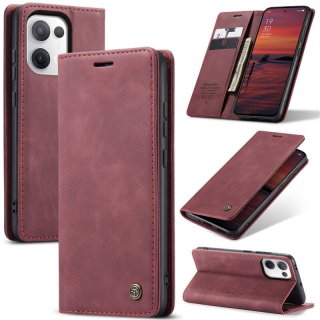 CaseMe OPPO Reno13 Wallet Magnetic Suede Leather Case Red