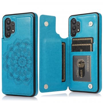 Mandala Embossed Samsung Galaxy A32 5G Case with Card Holder Blue
