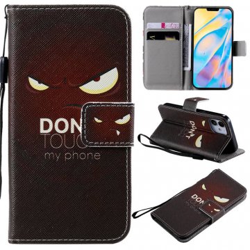 iPhone 12 Embossed Angry Eyes Wallet Magnetic Stand Case