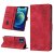 Skin-friendly iPhone 12/12 Pro Wallet Stand Case with Wrist Strap Red