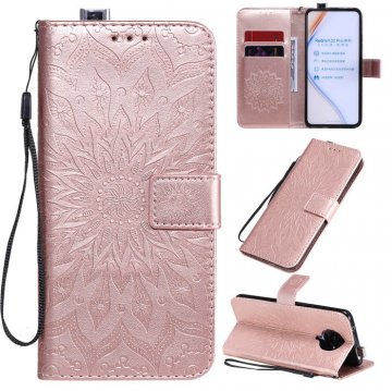 Xiaomi Redmi K30 Pro Embossed Sunflower Wallet Stand Case Rose Gold