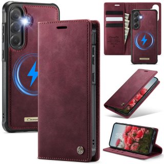 CaseMe Samsung Galaxy S25 Plus 2-in-1 Magnetic Wallet Case – Wireless Charging & RFID Blocking Red