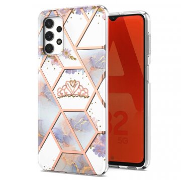 Samsung Galaxy A32 5G Flower Pattern Marble Electroplating TPU Case Crown