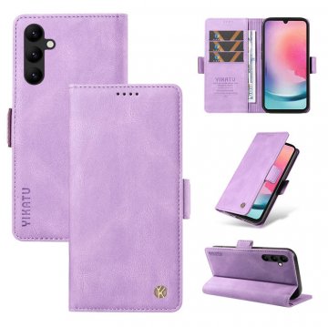YIKATU Samsung Galaxy A24 4G Skin-touch Wallet Kickstand Case Purple