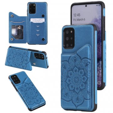 Samsung Galaxy S20 Plus Embossed Wallet Magnetic Stand Case Blue