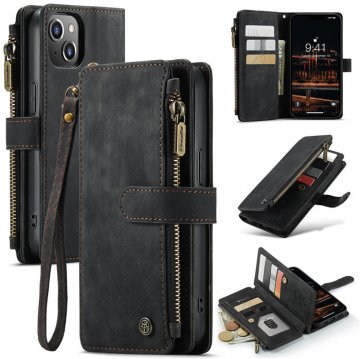CaseMe iPhone 14 Plus Wallet Case with Wrist Strap Black