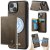 CaseMe iPhone 14 2-in-1 Detachable Magnetic Wallet Case with RFID Blocking, Card Holder & MagSafe Compatible - Coffee